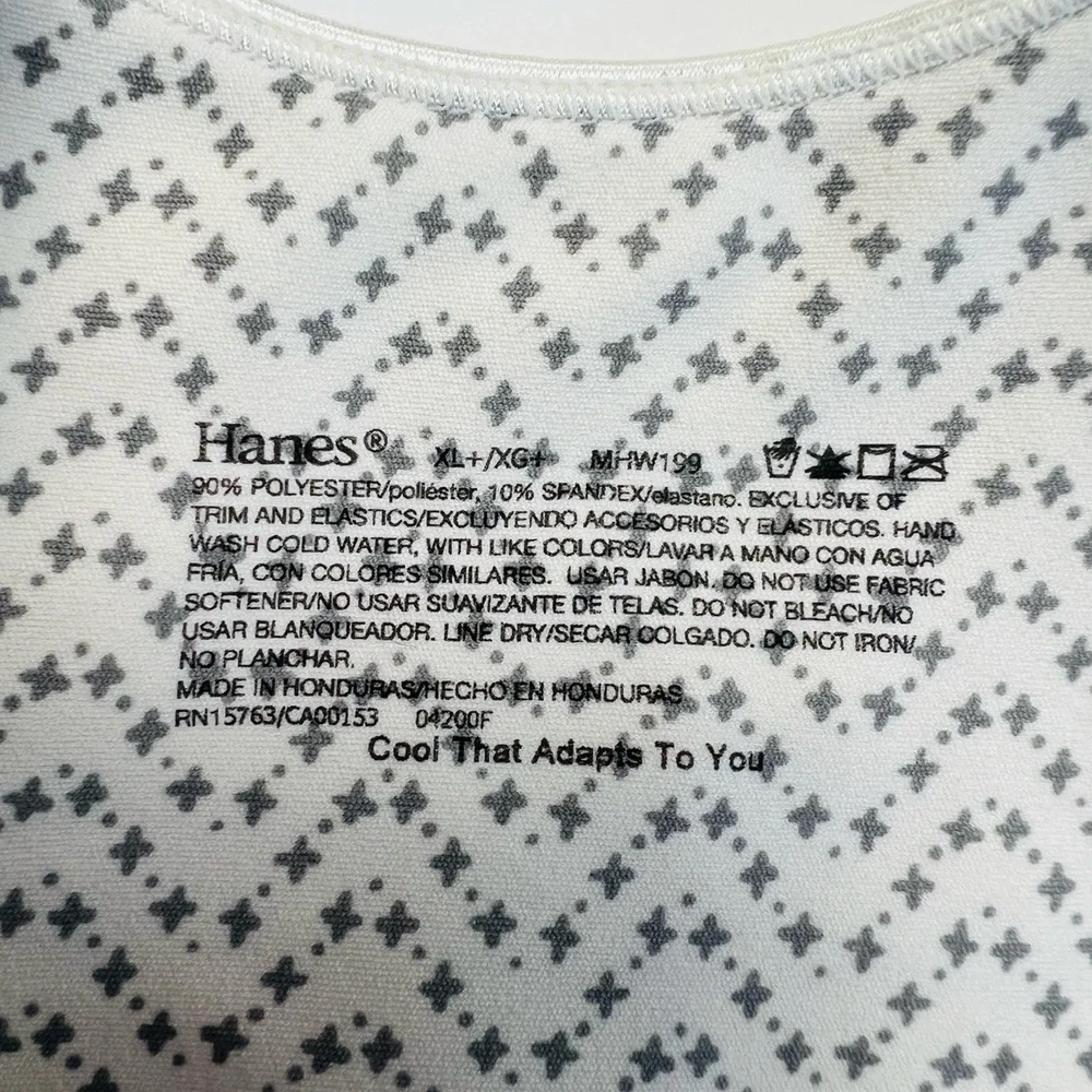 Hanes Size XL+ Bra White Gray Wireless Multiway Padded Adjustable Pattern MHW199